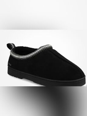 Women's Black Slip-On Slipper with Metallic Silver Trim